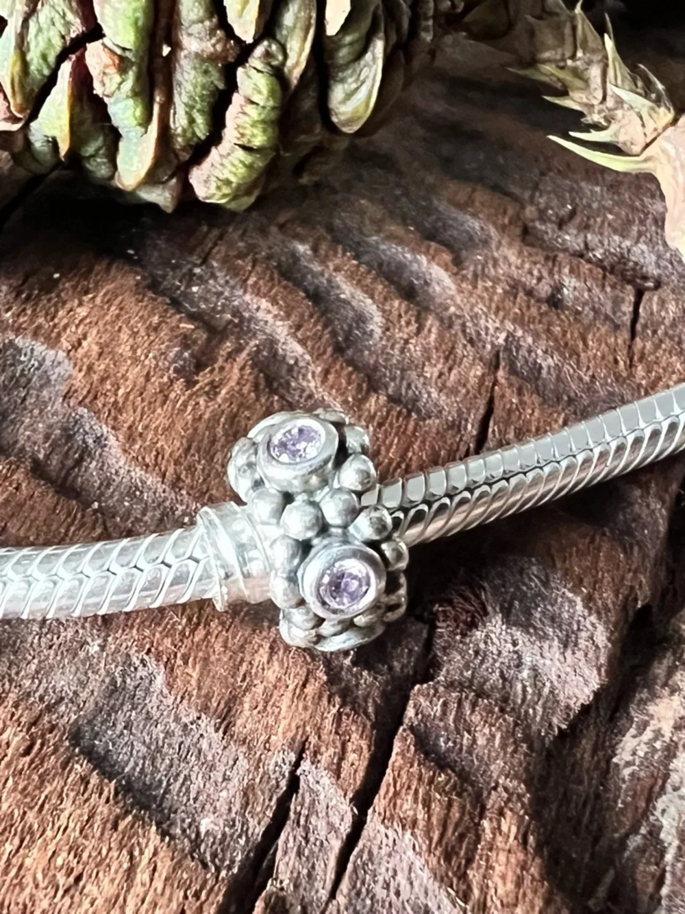 Authentic Pandora Charm Her Majesty Spacer Bead Purple Zirconia & Silver Cz Dots - Picture 3 of 6